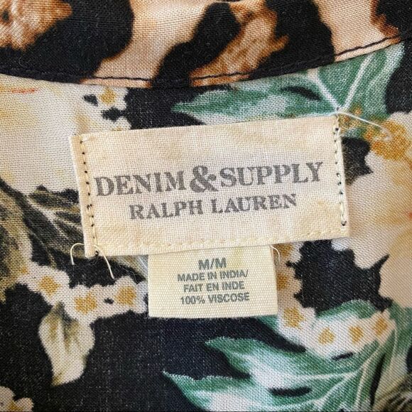 RARE-DENIM Supply Ralph Lauren-Hawaiian/Leopard collar Detail Button Down - Picture 12 of 12
